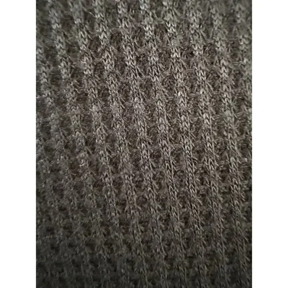 MiHOLL Black Waffle Knit Top with Lace Sheer Sleeves Size Large - Picture 4 of 6